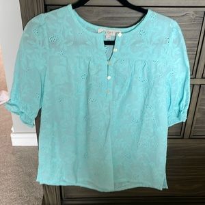 Loft, aqua short sleeve shirt